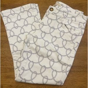 CAbi 761 Bootlet White & Black Nautical Cropped Jeans Size 4